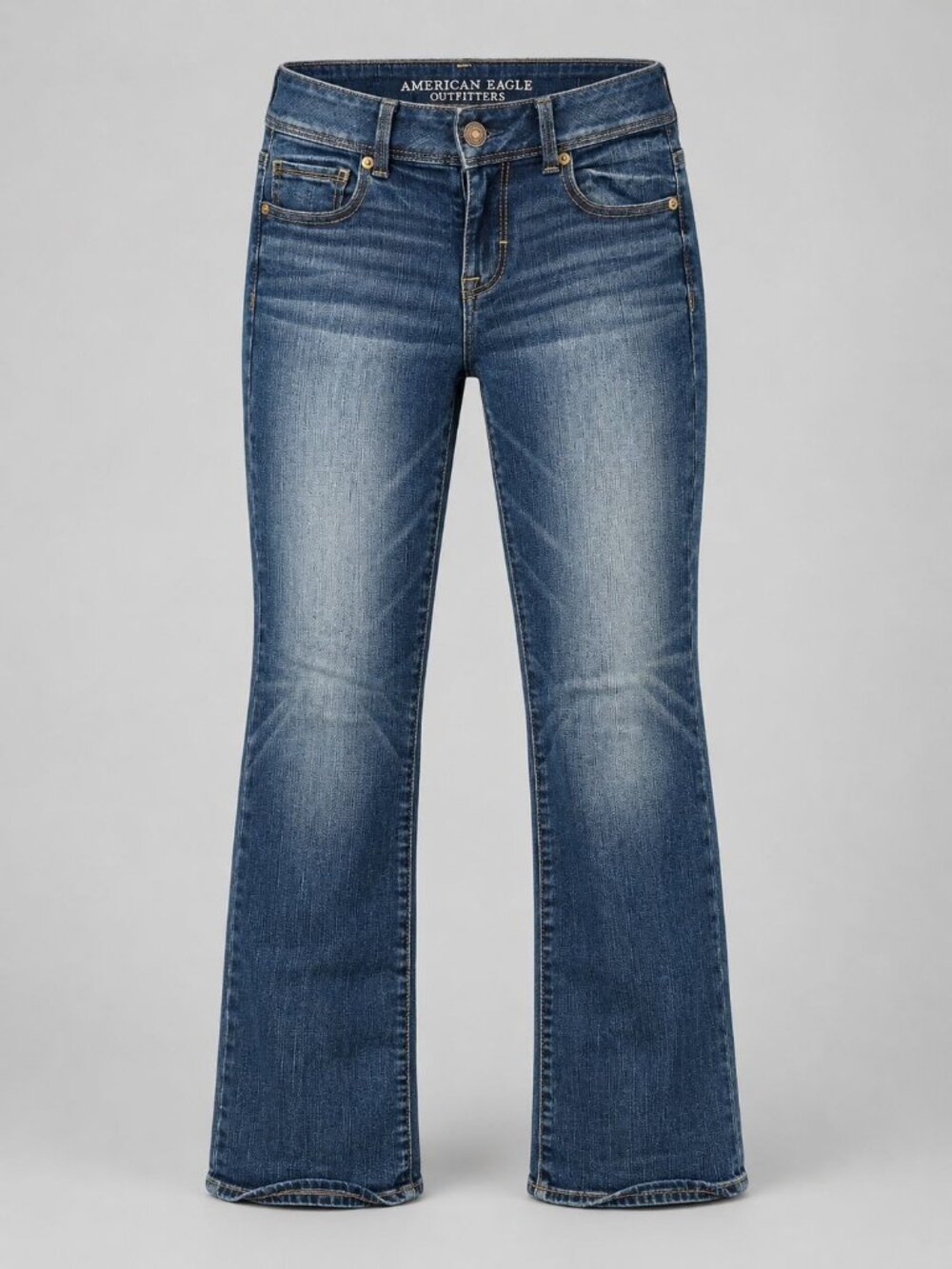 American Eagle Womens Size 4 Short Jeans Kick Boot Super Stretch Blue Denim